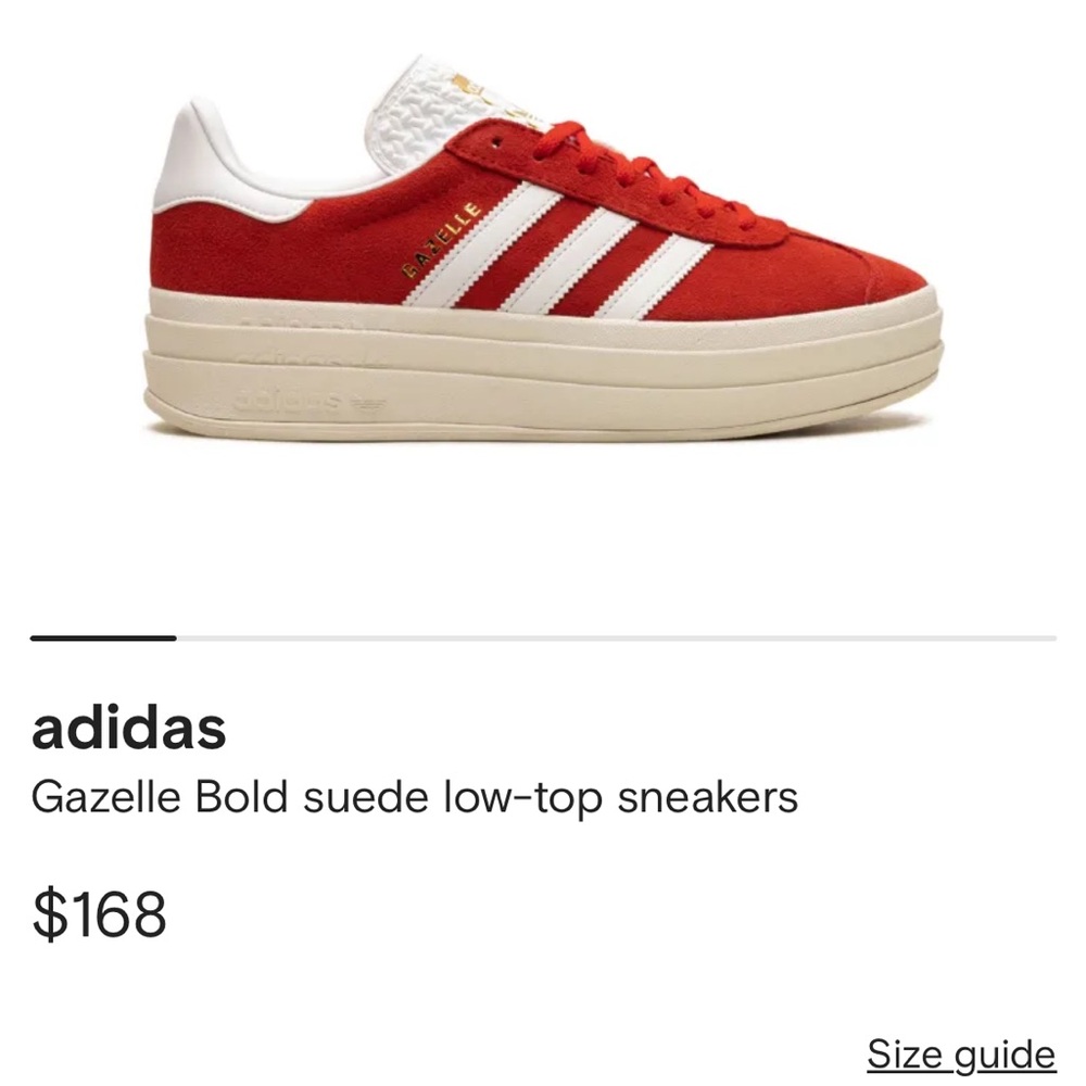 Gazelle Adidas red low top suede sneakers. New never worn.